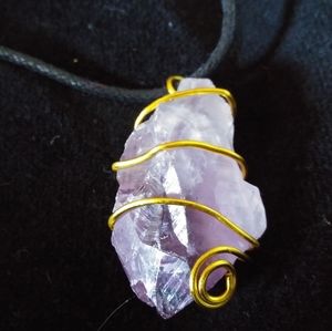 Uncut Amethyst Hand Wired Necklace